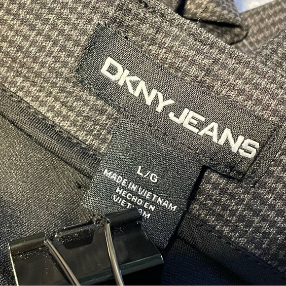 DKNY Women's Pull On Ponte Dress Ankle Pant Grey Houndstooth stretch Size L NEW - Picture 6 of 10